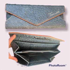 Blue Ostrich Envelope Clutch